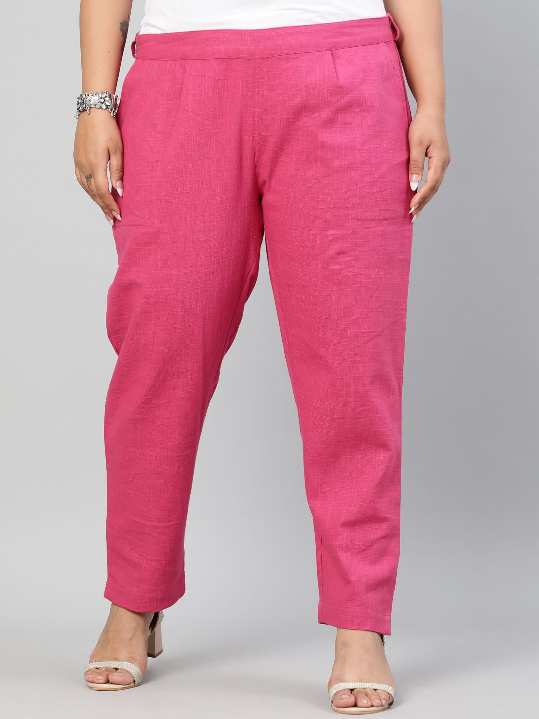 Shop Magenta Ethnic Wear Cotton Slub Pants