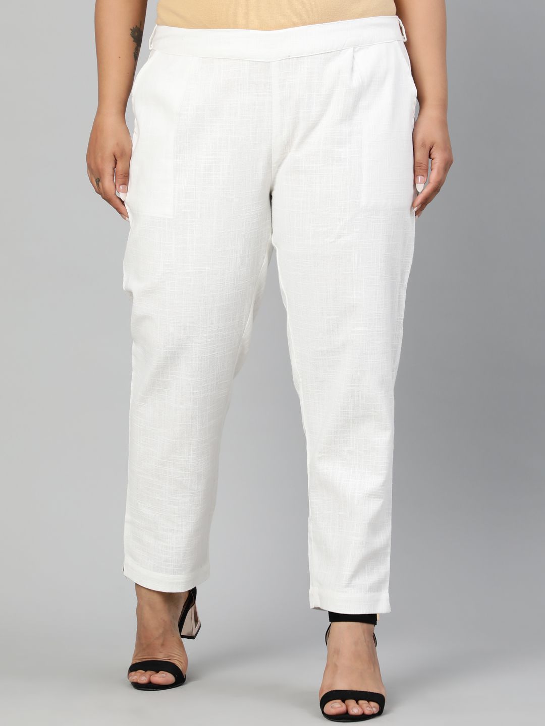 Shop off White Ethnic Wear Cotton Slub Pants