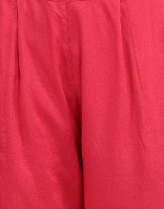 Red Solid Rayon Palazzo