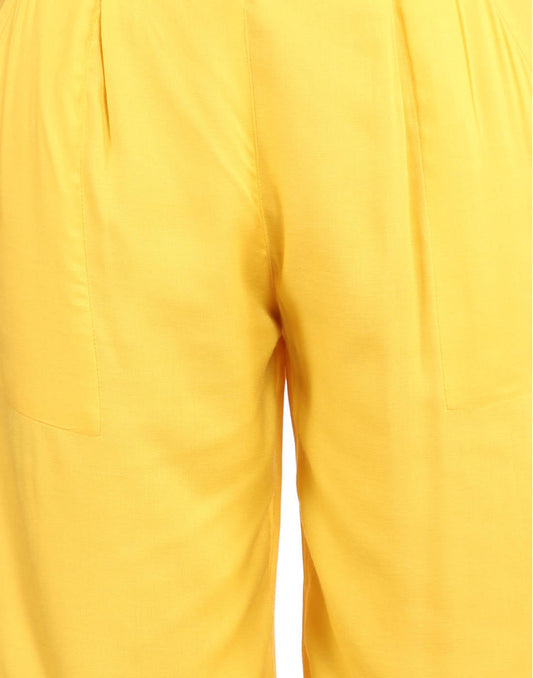 Yellow Solid Rayon Palazzo