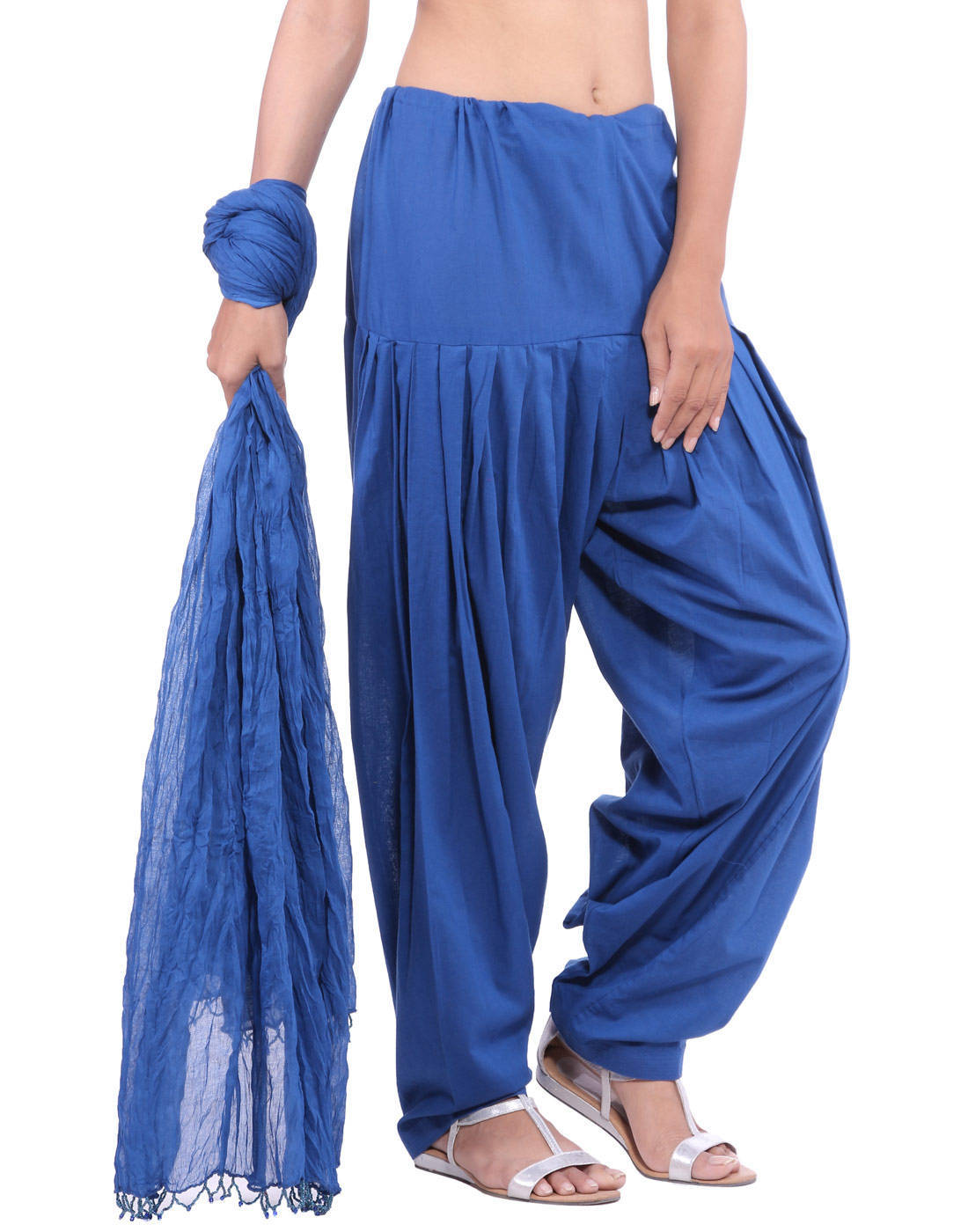 Shop pure Cotton Royal Blue Patiala Salwar And Dupatta Set