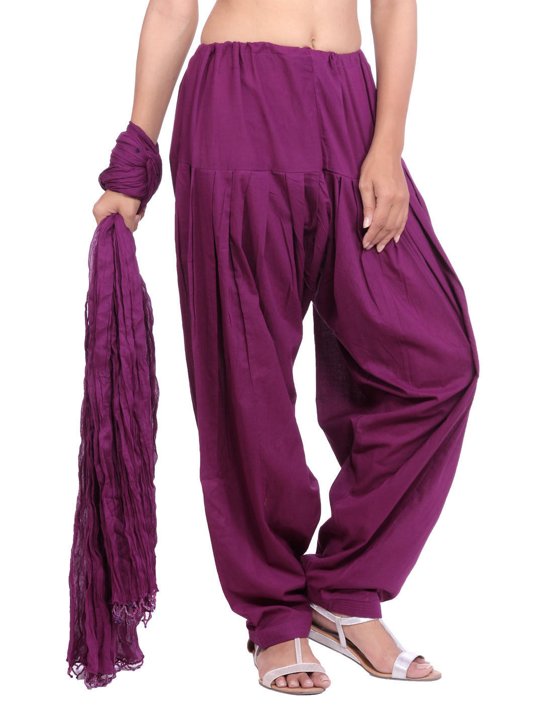 Shop Pure Cotton Wine Patiala Salwar And Dupatta Set