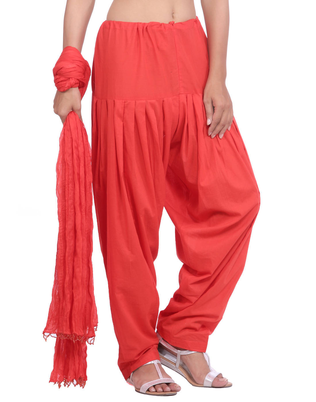 Shop Pure Cotton Orange Patiala Salwar And Dupatta Set